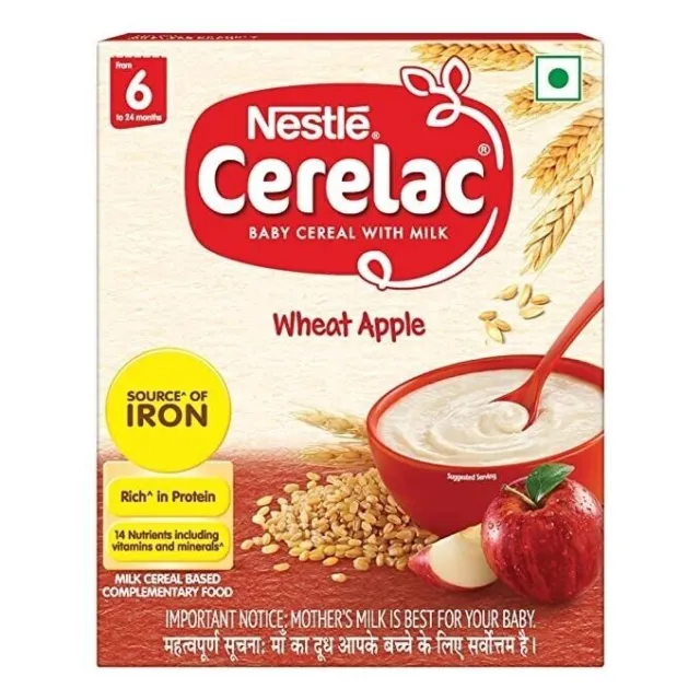 Nestle Cerelac Baby Cereal with Milk, Wheat Apple 6 Months, 300 gm Free Shipping