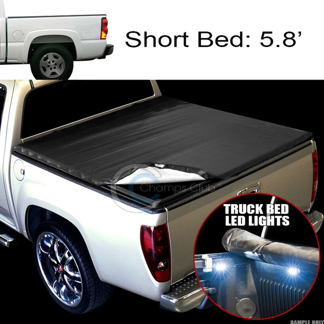 Fits 04-07 Silverado/Sierra 5.8' Truck Bed Snap-On Tonneau Cover+16X LED Lights