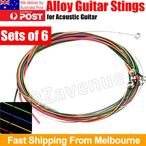 6pcs Guitar String Set of Rainbow Color Colour Strings Acoustic Electric Player
