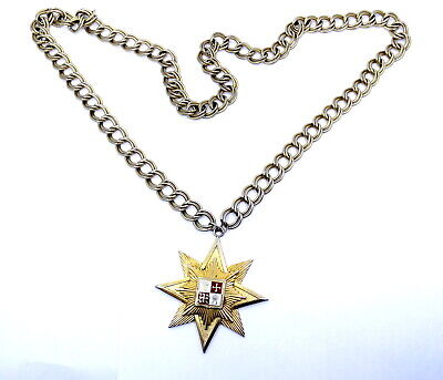 VINTAGE FREEMASONIC MASONIC BLAZING STAR Crown Emblem Shield Pendant ...
