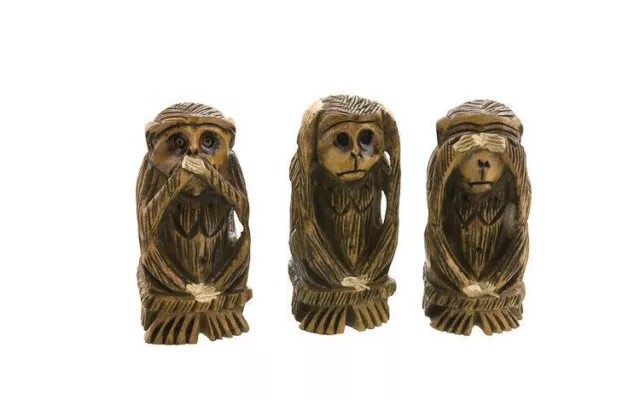 3 singes de la Sagesse collection animaux en bois Peterandclo H7.5CM 7689