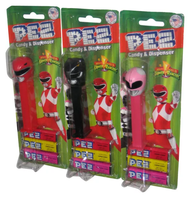 Mighty Morphin Power Rangers (2016) PEZ Red Black & Pink Candy Dispenser Toy Lot