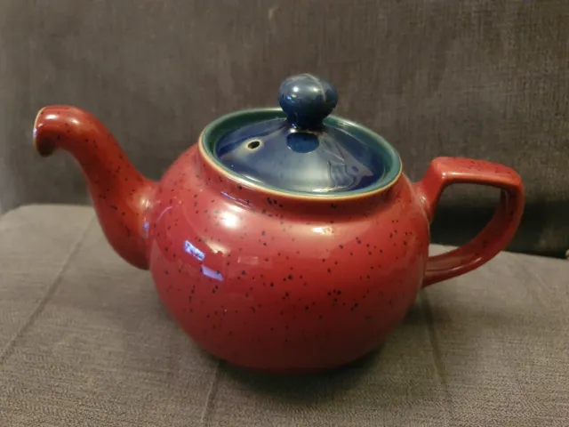 Denby Harlequin Teapot Red Blue 1 Pint Capacity (Small).