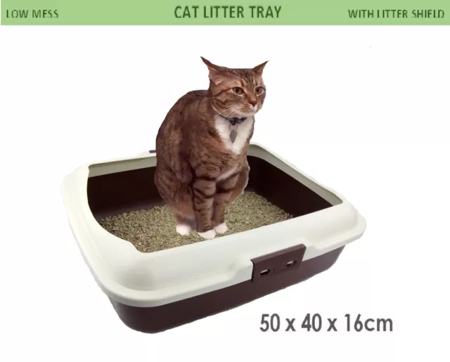 Cat Litter Tray w/Rim Pet Kitten Toilet Training Hooded House Kitty Pan Tray New