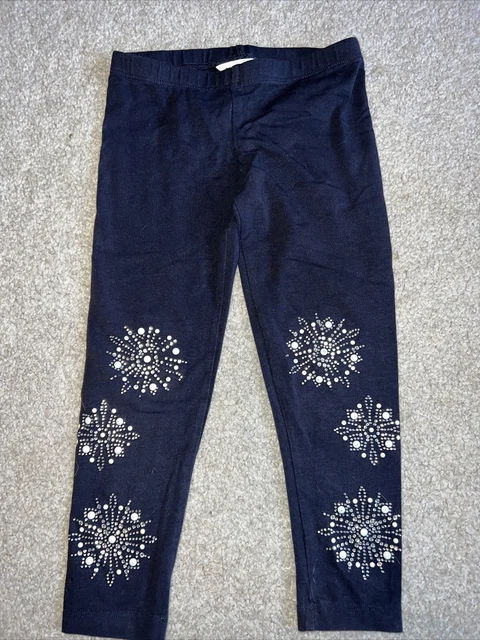 Leggings Monsoon Blu Navy Ragazze Con Fiocchi di Neve Abbelliti Età 3-4