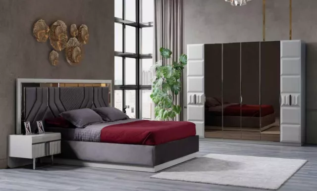 Design Chambre à Coucher Meuble Penderie Set Lit Complète Aménagement 4tlg