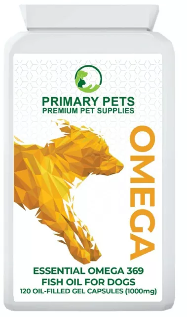 Primary Pets Premium Pet Supplies. Omega 3,6,9 Oil for Dogs 120 Gel Capsules