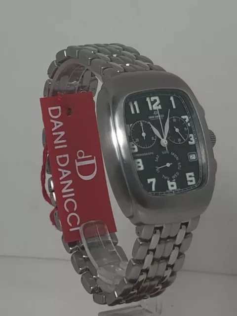 Reloj suizo cronometro Dani Danicci en acero inoxidable nuevo 5 atm