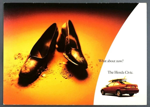 1999 Honda Civic Two Door Promo Postcard Advertising Automobile Car Surfboard