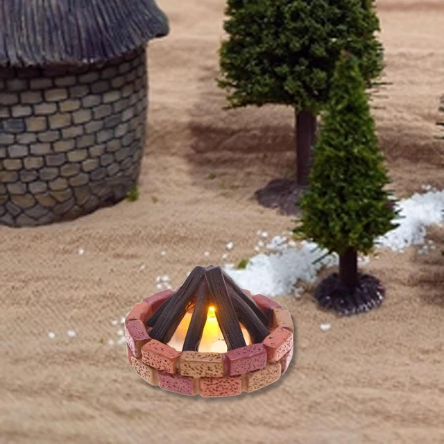 Mini Feu De Camp Pour Maison De Poupée | Décoration De Jardin Miniature En Bois, Accessoire Pour Scène De Noël Et Halloween