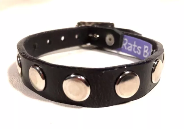 Leather Flat Stud bracelet wristband spike cuff band Steam punk wrist RATS BUM