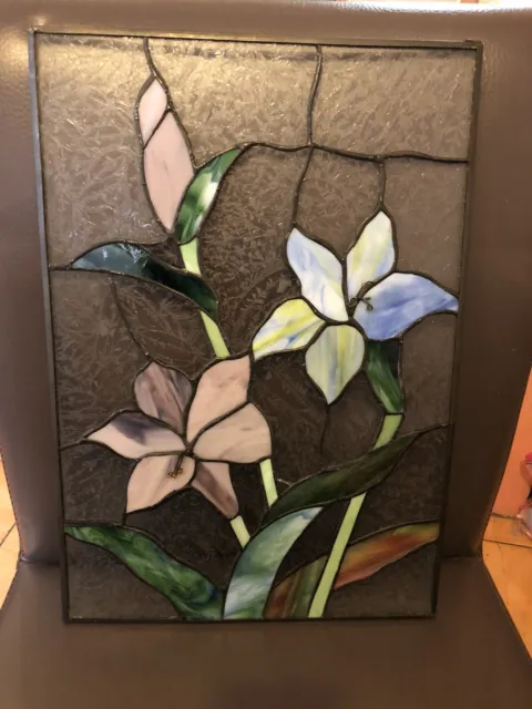 Multicolor Stained Glass lily tulip Flowers Window Panel