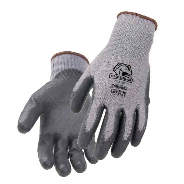 Black Stallion GC3135-GY AccuFlex 13-Gauge PU-Coated Poly Knit Glove, Medium