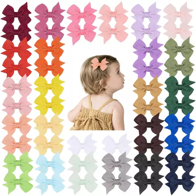 50 PCS 2 Inch Baby Hair Bows Clips for Girls Grosgrain Ribbon Fully Lined Infant