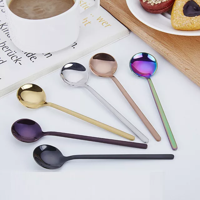 Premium Stainless Steel Teaspoon, Coffee Dessert Spoon, Titanium Coated Cutlery