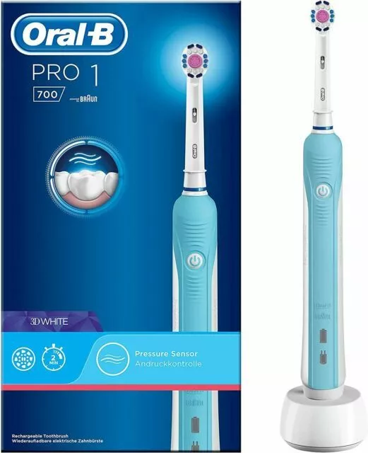 Braun Oral B Pro 1 700 3D White Brosse à dents électrique rechargeable NEUF