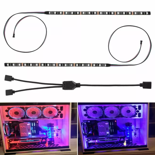 2x50cm 5050 SMD LED RGB Strip Licht Leiste PC Computer Gehäuse Lichtband 12V