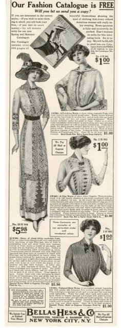 1913 BELLAS HESS & CO Women's Ladies Dresses Fashion Vintage Print Ad