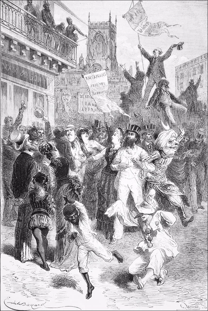 USA - THE CARNIVAL of the NEW ORLEANS in the 19th - Engraving from 19th century