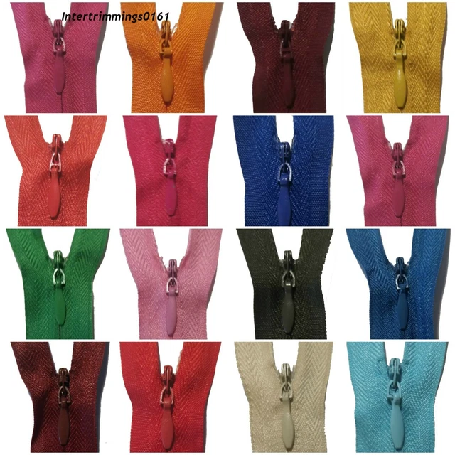 ZIPS INVISIBLE/CONCEALED 16&/41CM Nylon, X5 ,Assorted Colours, No3 Free ...