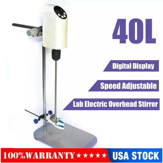 New 40L Electric Overhead Stirrer Mixer Variable Speed Stirring Rod Lab Agitator