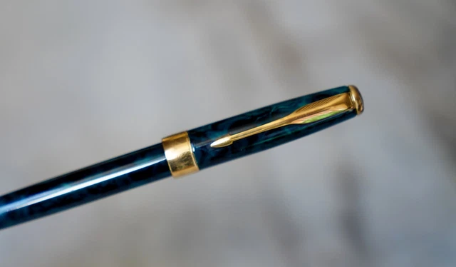 Stylo Parker Sonnet Prestige Bille/roller - Bleu Laque Mouchetée Ref K484 - Occasion Très Bon état