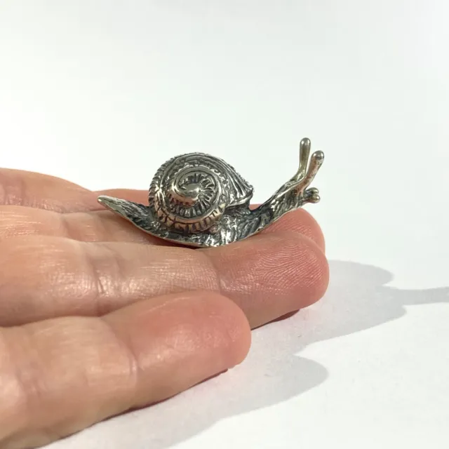 vintage solid silver snail  miniature ,  hallmarked italian figurine
