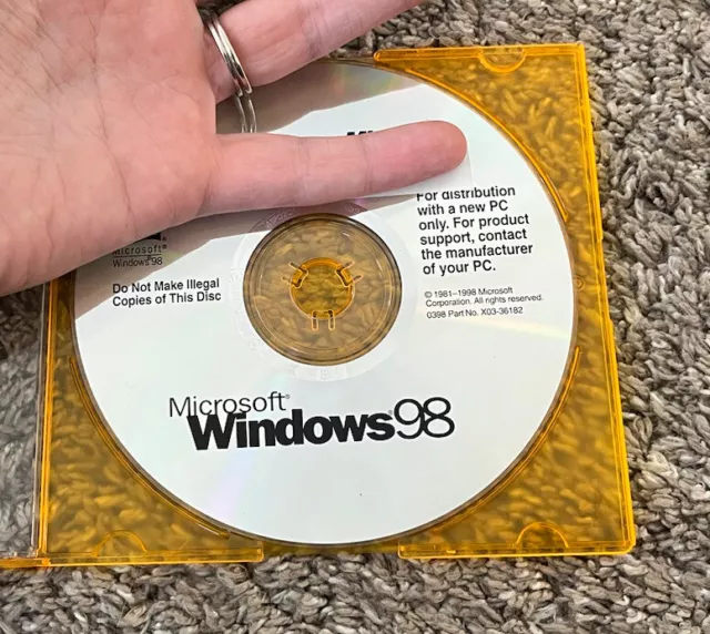 Microsoft Windows 98 PC CD Disc Disk with License Key