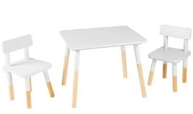 Children's table and 2 chairs white pine sale