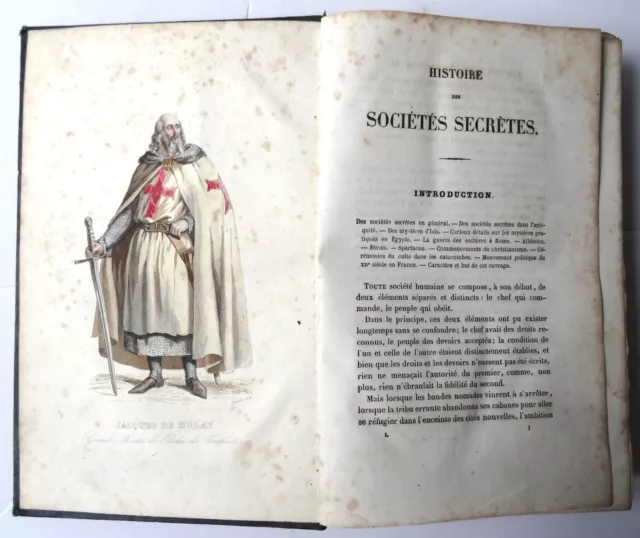 RARE Histoire des sociétés secrètes 1847 ZACCONE Pierre TEMPLIERS INQUISITION...