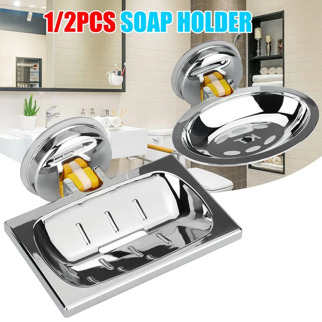 Suction Holder Bathroom Shower Storage Tray Plate Soap Dish Basket Wall Mounted