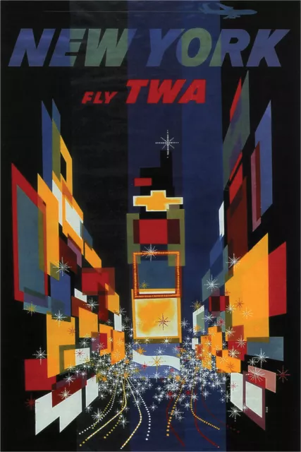 New York Fly TWA Vintage Travel Cool Wall Decor Art Print Poster 12x18