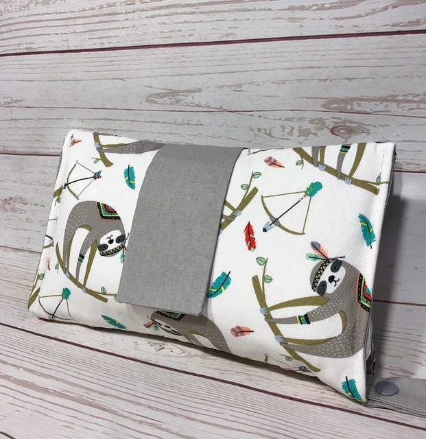 Nappy wallet diaper clutch baby diaper bag white grey or green sloth