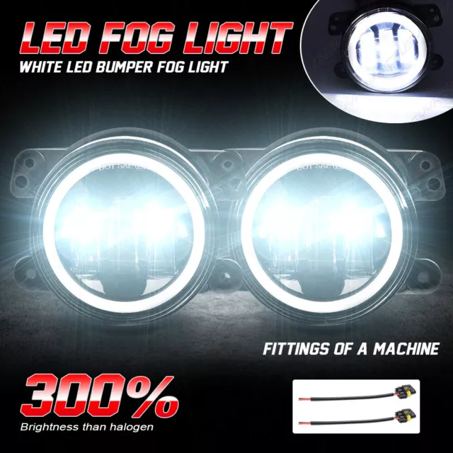 Pair 4Inch LED Fog Lights Front Bumper Driving Lamps for Jeep Wrangler JK JL JT#