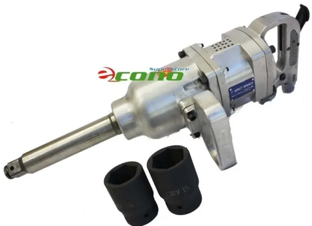 1900 Ft-lbs 1" Air Impact Wrench Gun Long Shank Commercial Truck  w /2 Sockets