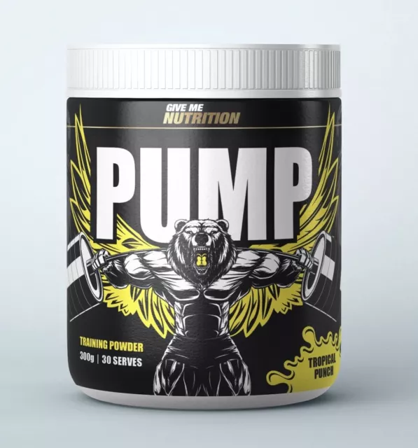 'Pump' Tropical Punch Pre Workout Training Powder Supplement 300g 30 serves