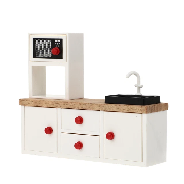 Casa de muñecas Cocina Mini armario de madera Accesorios Para casas de muñecas Accesorios para el hogar Monitor
