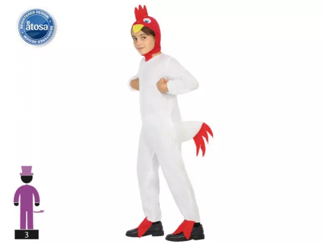 Costume gallo bambino vestito pollo bianco animale della fattoria carnevale