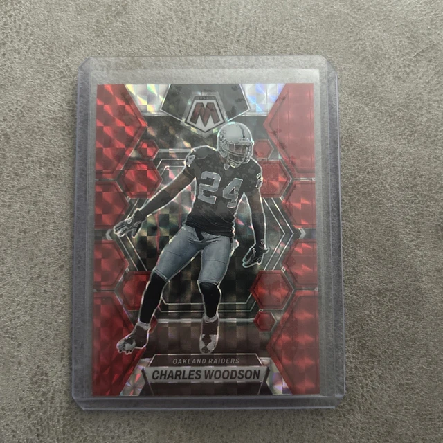 2023 Panini Mosaic CHARLES WOODSON Red Mosaic Prizm Oakland Raiders 126