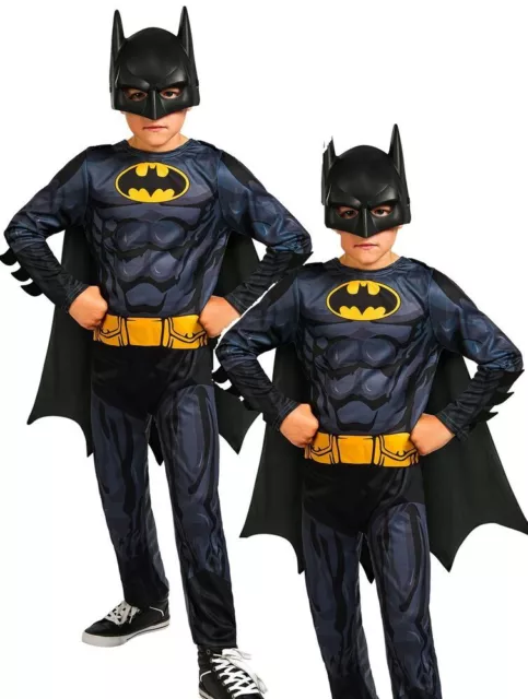 Batman Costume Boys Licensed Superhero DC Comic Book Fancy Dress + Mask