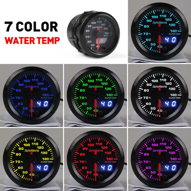 2" Celsius Digital & Pointer 7 Color LED Car Water Temp Temperature Gauge Meter