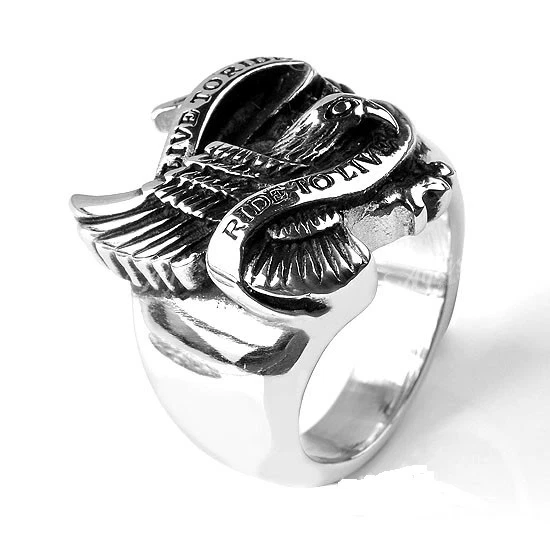 Bague Homme Vintage Mécanique Moto Biker - Taille 72 - Acier Argenté, Type Chevalière
