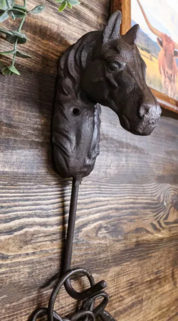 Cast Iron Rustic Western Country Horse Head Coat Keys Hat Wall Hanging Hook