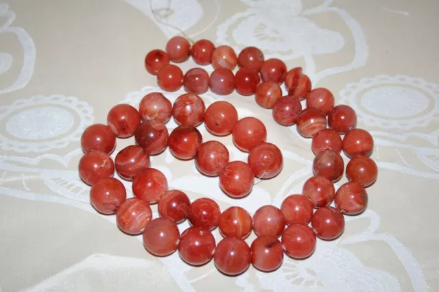 lot de 48 perles en cornaline 1.5 à 2 cm Ø