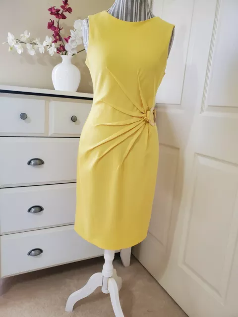 Studio One New York Women`s Yellow Stretch Sheath Bodycon Midi Dress Sz.10