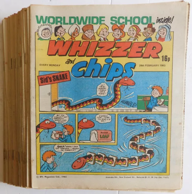 26 X WHIZZER AND CHIPS Comics - 1983 Job lot (all shown)