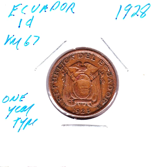 1928 Ecuador 1 Centavo (KM-67)   Bronze