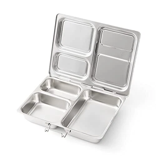 PlanetBox LAUNCH Basic Stainless Steel Bento Lunch Box with 3 Compartments fo...