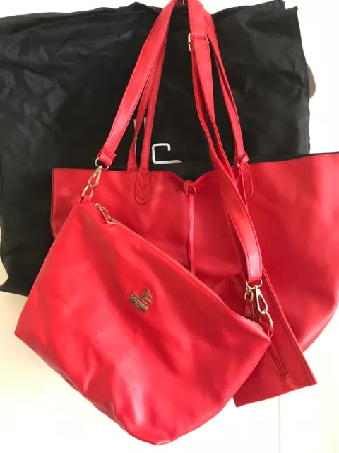 SAC CABAS ROUGE sac assorti petite pochette Jean Louis SCHERRER