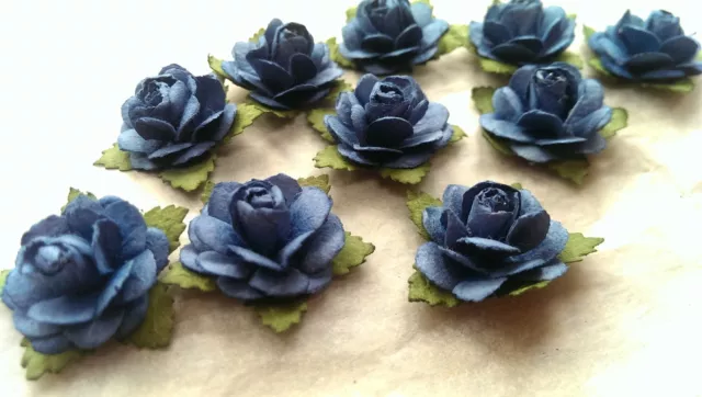 10 roses simples - papier mûrier / fait main / embellissement / artisanat / fabrication de cartes / DR01BL